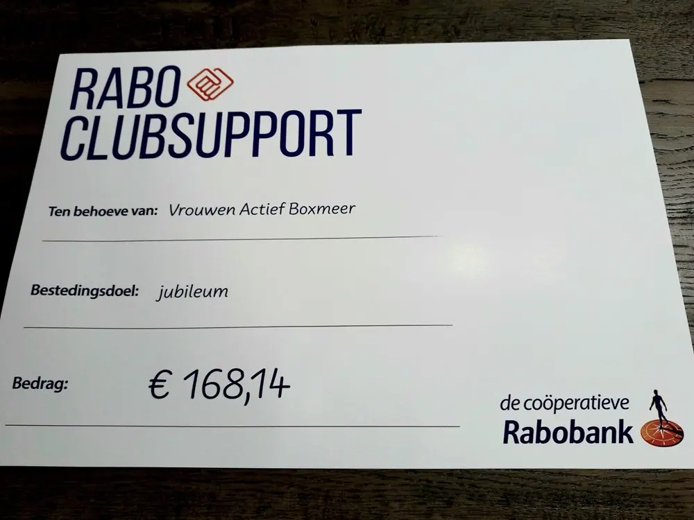 Rabo Clubsupport Cheque